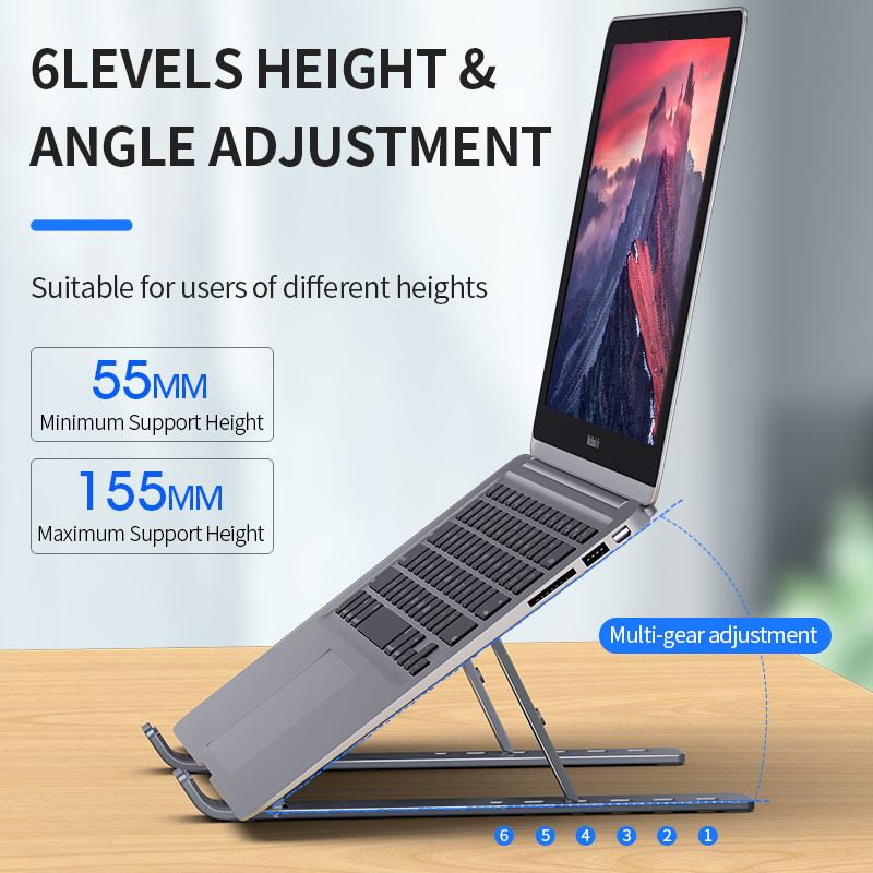 Foldable Aluminium Alloy Laptop Holder / ABS Plastic Laptop Stand  Tablet Holder Mounts Portable Notebook Laptop Mount Support Base Holder Adjustable Riser Cooling Bracket