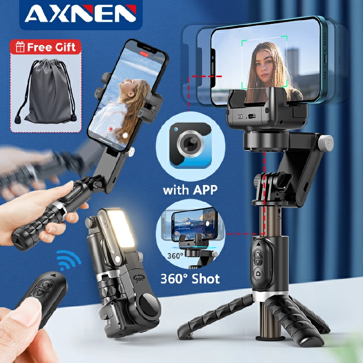 New Gimbal Stabilizer Desktop Follow-up Mode Tripod Monopods Smartphone Bluetoth Selfie Sticks Remote Controll  with Fill Light For All Smart Phones