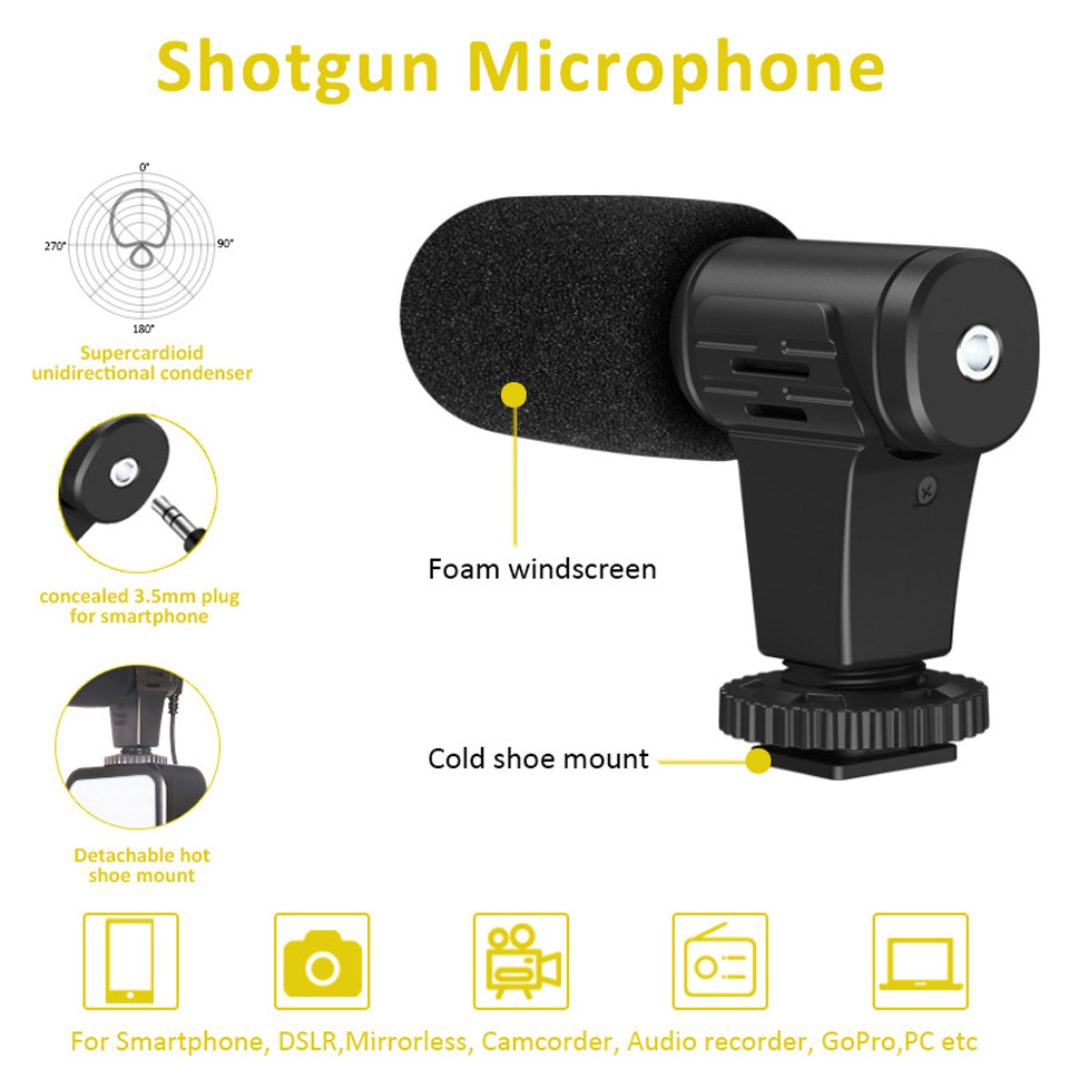 Portable 5in 1 Selfie Photography Video Handheld Vlog Phone Stand Tripod Stabilizer Kit LED Fill Light Microphone Remote Shutter Phone Camera Video Record