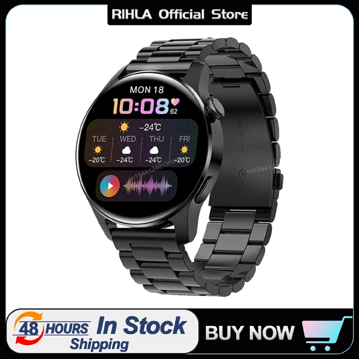 New Smart Watch Men AMOLED 390*390 HD Screen Always Display Time Fitness Bracelet Waterproof Stainless Steel Smartwatch Men