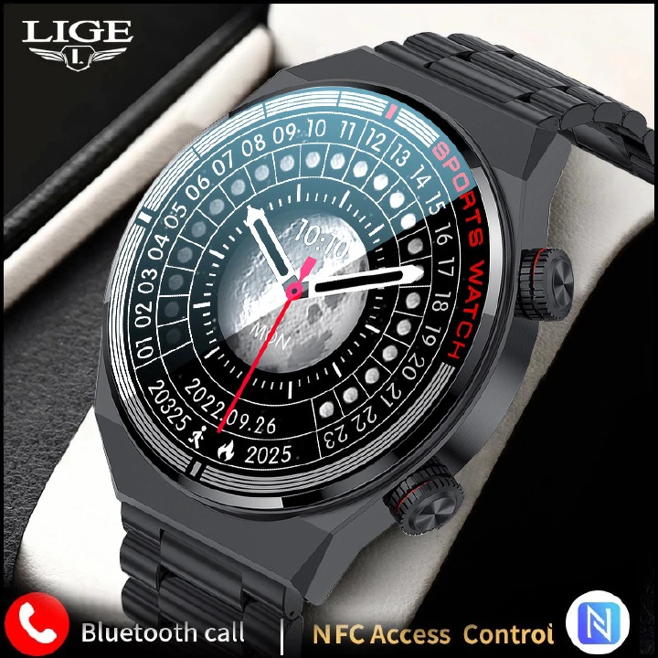 LIGE New GPS Track New Smart Watches Men ECG Voice Call Sports Bracelet NFC Waterproof Smart Clock Body Temperature Men SmartWatch