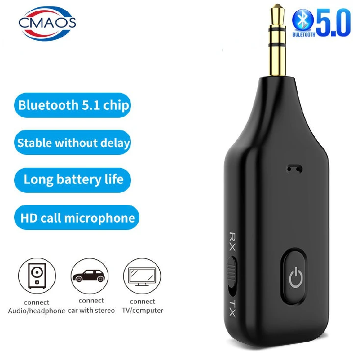 3 in 1 Wireless Bluetooth 5.0 Receiver Transmitter Adapter 3.5mm Jack For Car Music Audio Aux A2dp Headphone Reciever Handsfree