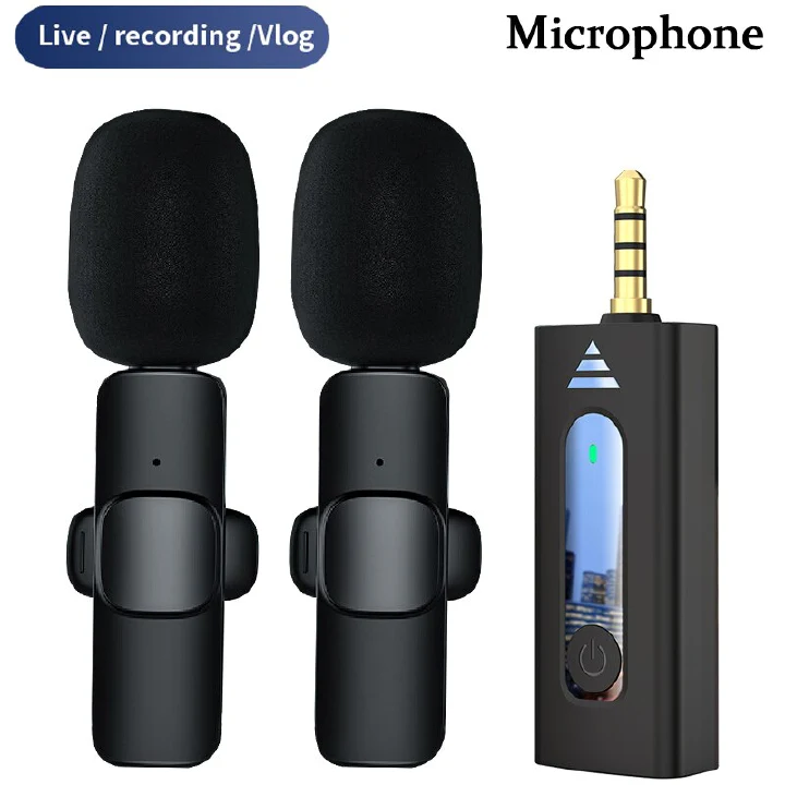 Wireless 3.5mm Lavalier Lapel Microphones Omnidirectional Condenser Mic for Camera Speaker Smartphone Recording Mic for Youtube