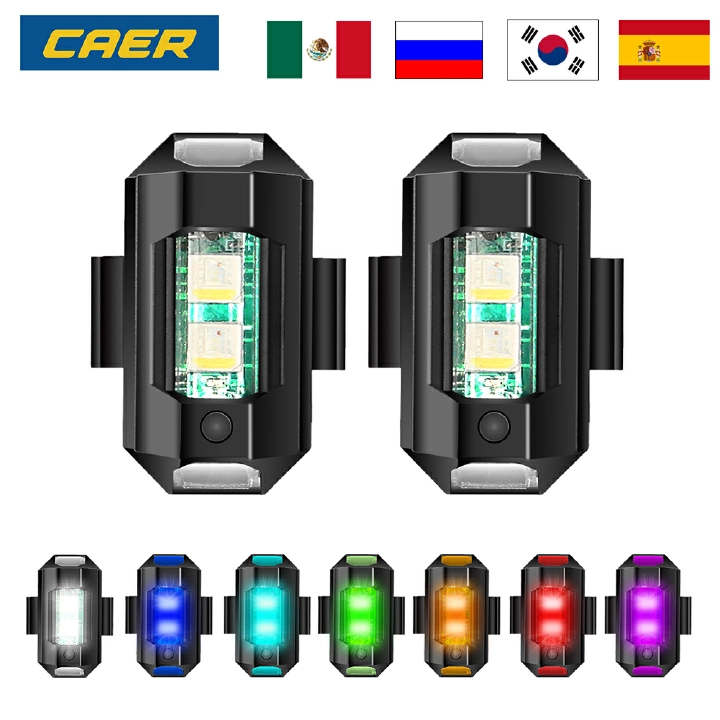 5PCS Car Universal LED Anti-collision Warning Light Mini Signal Light Drone with Strobe Light 7 Colors Turn Signal Indicator Motorcycle