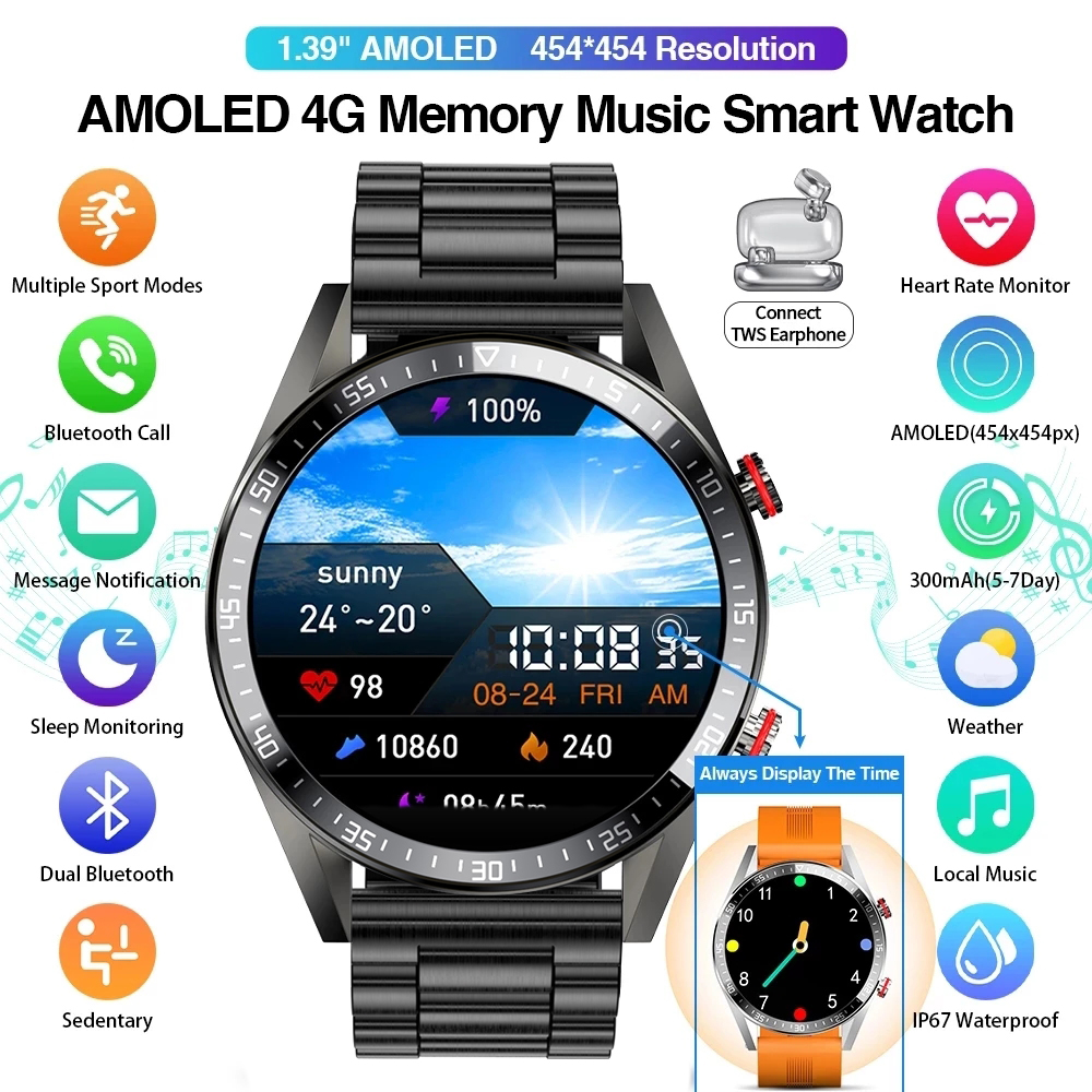 HW20 LiGe Steel Smart Watches Men/Women Smart Watch Bluetooth Call Wristwatch Fitness Bracelet Heart Rate Blood Pressure Monitor Tracker Sports Smartwatch LiGe