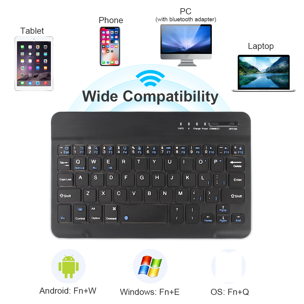 New Arrived 10inch Bluetooth Wireless Keyboard Rechargeable For PC Phone Tablet Gaming Keyboard For Android ios Windows