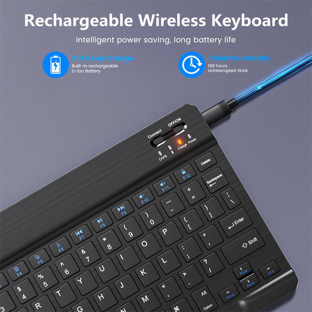 New Arrived 10inch Bluetooth Wireless Keyboard Rechargeable For PC Phone Tablet Gaming Keyboard For Android ios Windows