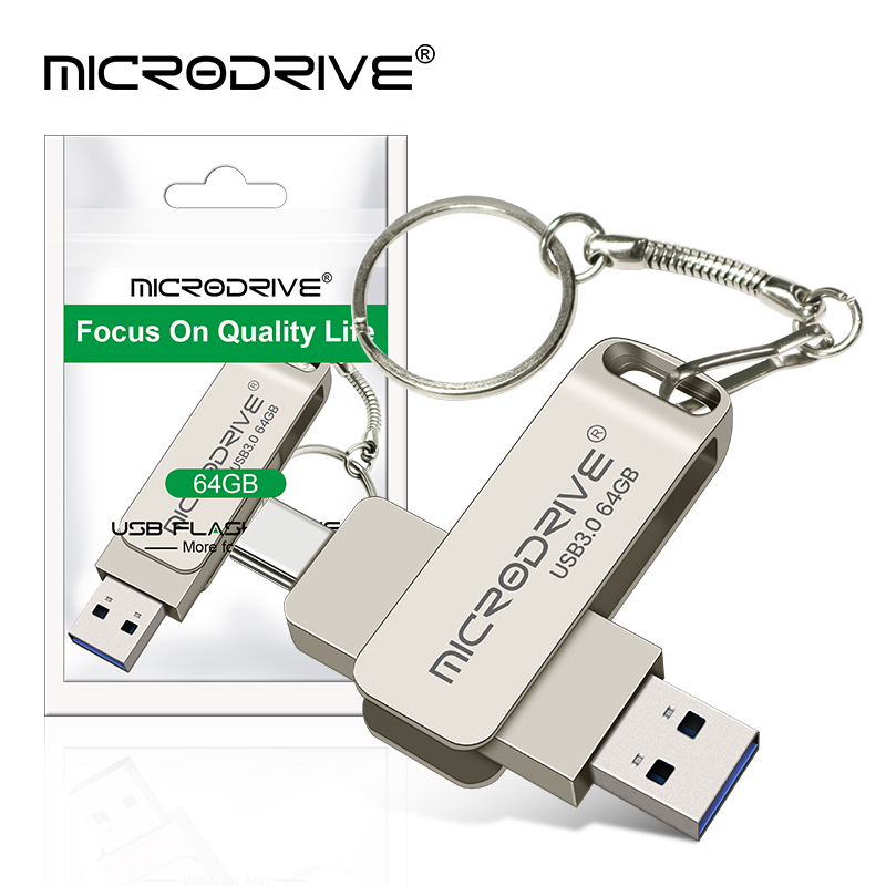 New 2 in1 OTG 128GB Metal USB Disks USB 3.0 Type-C 64GB USB Flash Drives Memory Flash Disks  Data Storage as Picture,USB3.0,64GB