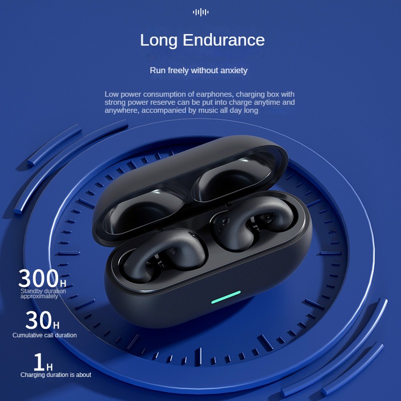 New Update Bluetooth Earphones Running Wireless Earbuds Ear-Clip TWS HiFi True Wireless Stereos Earpods Sports Headset Bone Conduction With Power Bank For All Phones