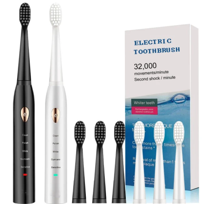 Super Sonic Men/Women Electric Toothbrushes With 4 Brush Heads Smart Timer Whitening IPX7 Powered Toothbrushes  Health care Personal Care