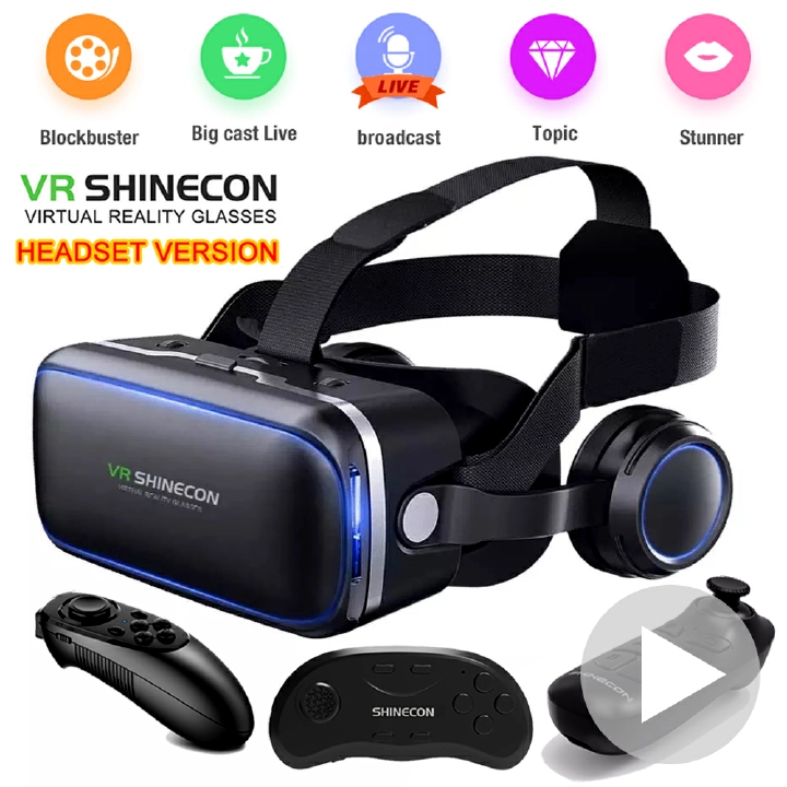 Original VR shinecon 6.0 headset version Virtual Reality Glasses 3D Glasses Headset Helmets Smartphone Full package +Bluetooth Controller