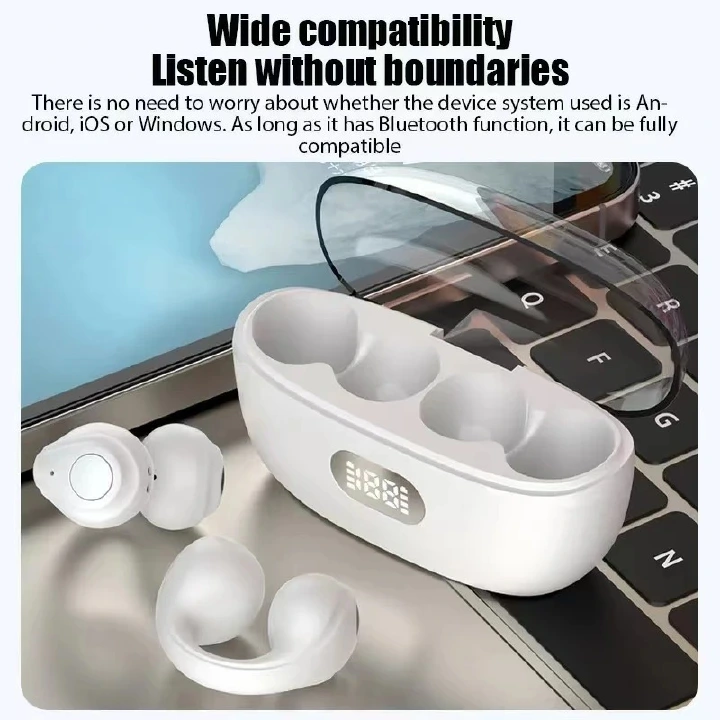 New Wireless Bluetooth Earphones  5.3 Digital Bone Conduction Bluetooth Headsets Open Ear Clip Wireless Headphones with Mic Sports Earphones