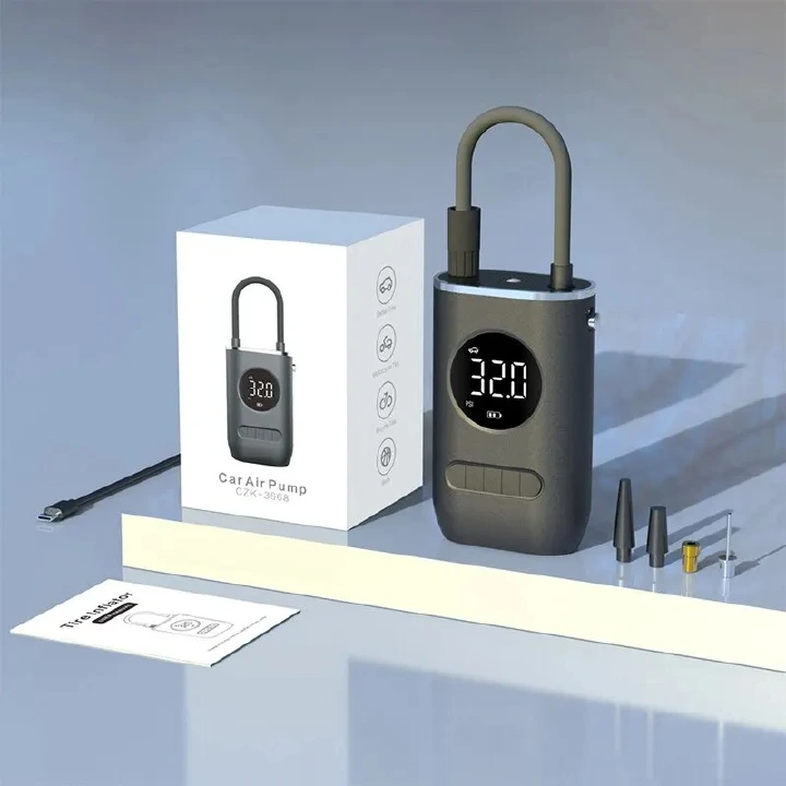 1 Set Car Air Pump Portable Mini Self Propelled Electric Tire Pump Air Pump Handheld Wireless Digital Display Charging Pump