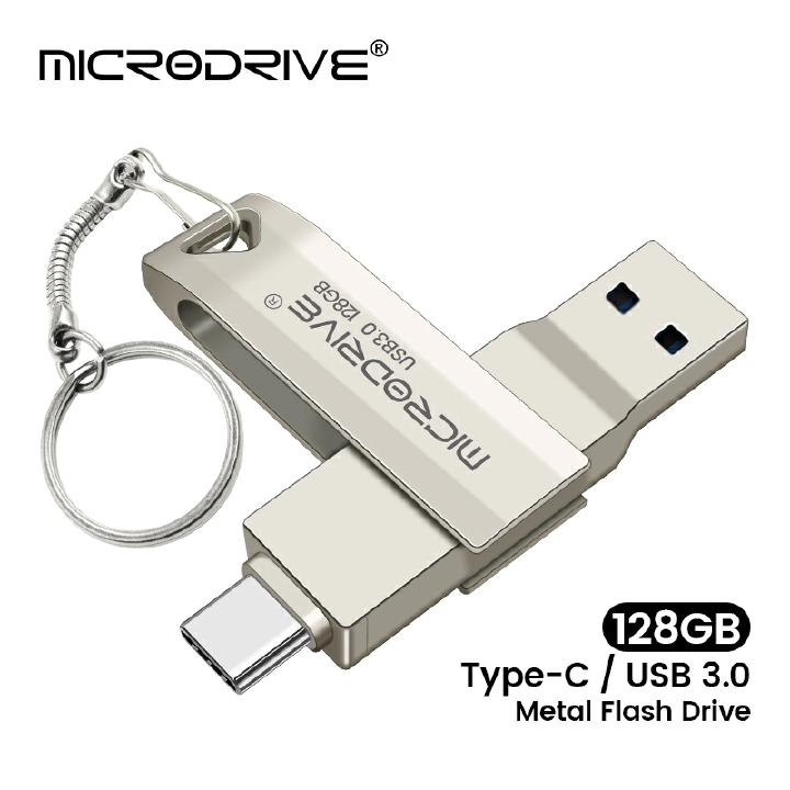 New 2 in1 OTG 128GB Metal USB Disks USB 3.0 Type-C 64GB USB Flash Drives Memory Flash Disks  Data Storage