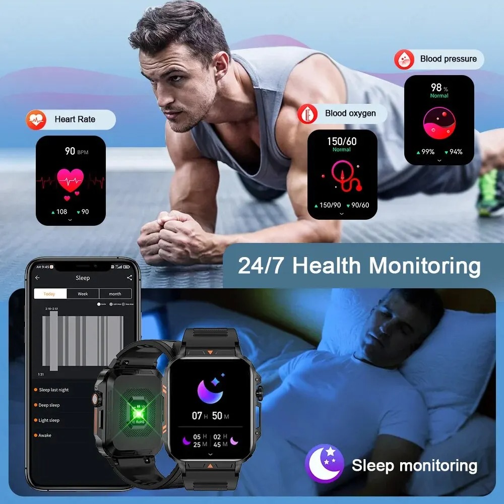 LIGE L81 Smartwatch 1.95 Inch Screen Health Monitoring Watches IP68 Waterproof Sport Fitness Smart Watch For Men Women