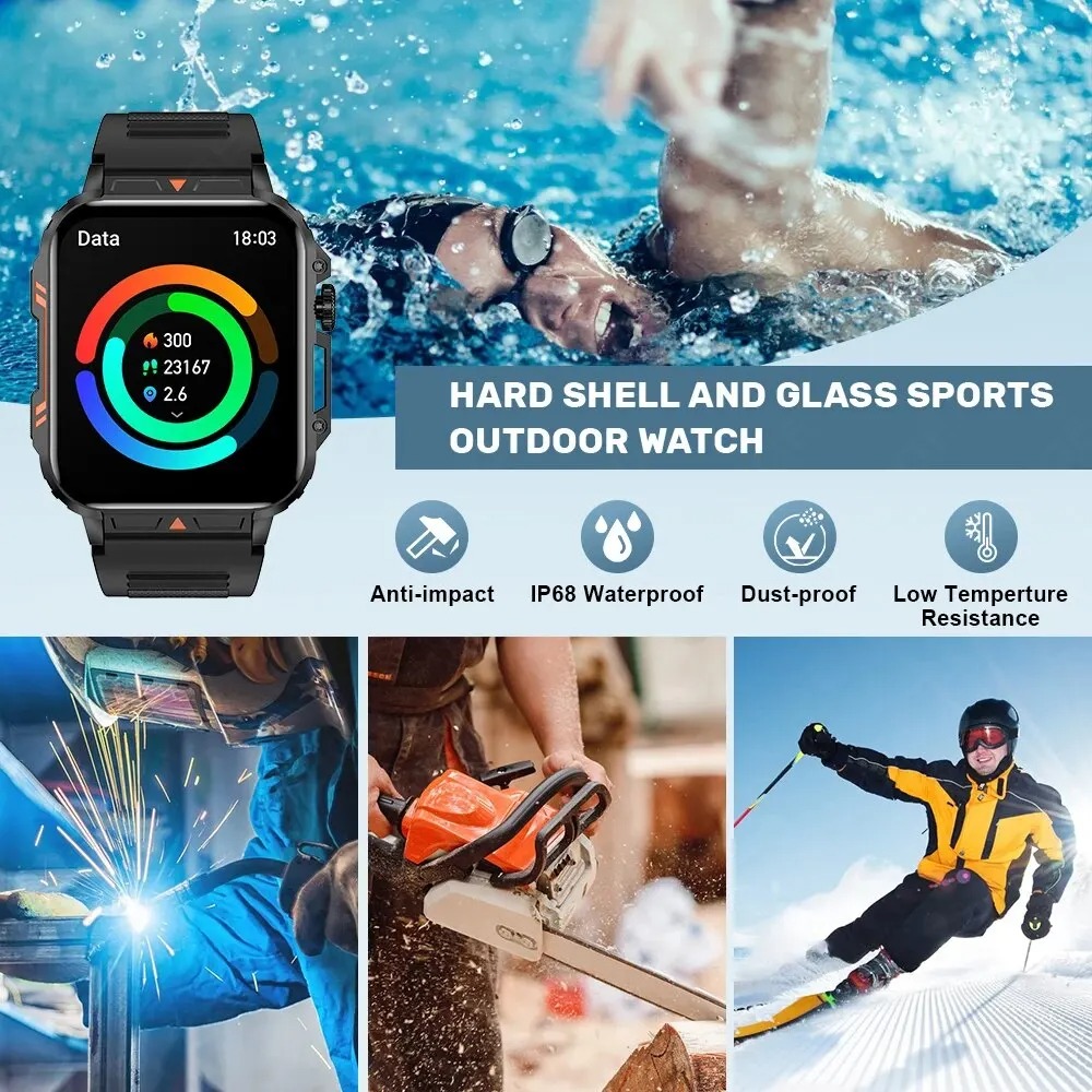 LIGE L81 Smartwatch 1.95 Inch Screen Health Monitoring Watches IP68 Waterproof Sport Fitness Smart Watch For Men Women