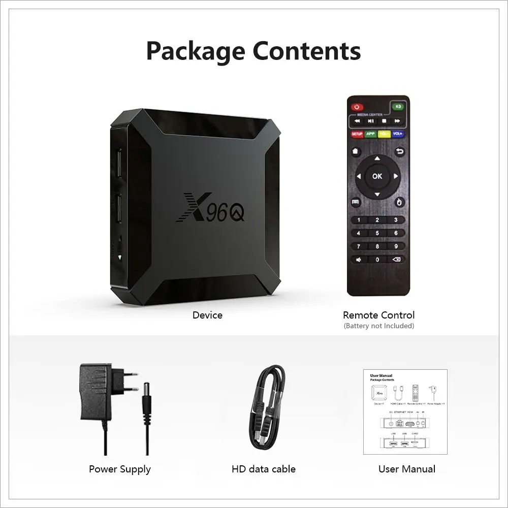 X96Q Smart TV Box Android 10.0 Allwinner H313 Quad Core 2.4GWiFi HDR10 4K 3D H. 265 2GB RAM 16GB ROM Set Top TV Box