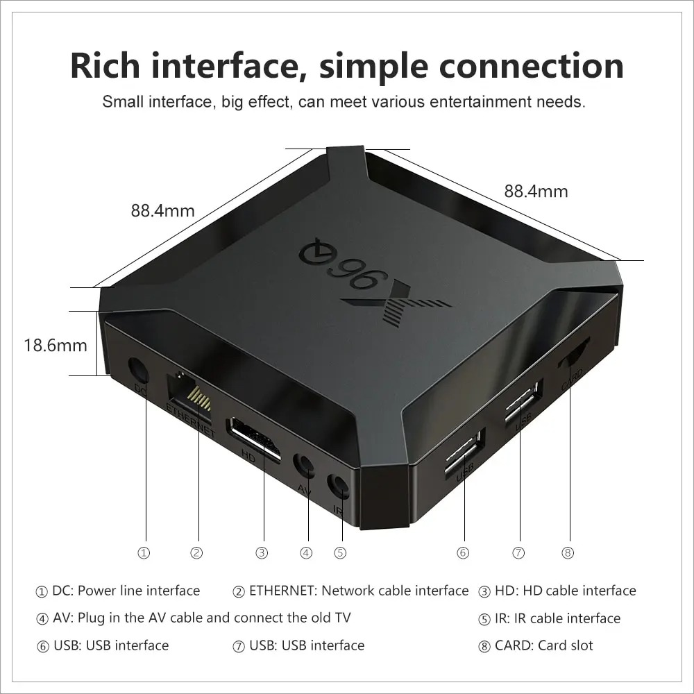 X96Q Smart TV Box Android 10.0 Allwinner H313 Quad Core 2.4GWiFi HDR10 4K 3D H. 265 2GB RAM 16GB ROM Set Top TV Box