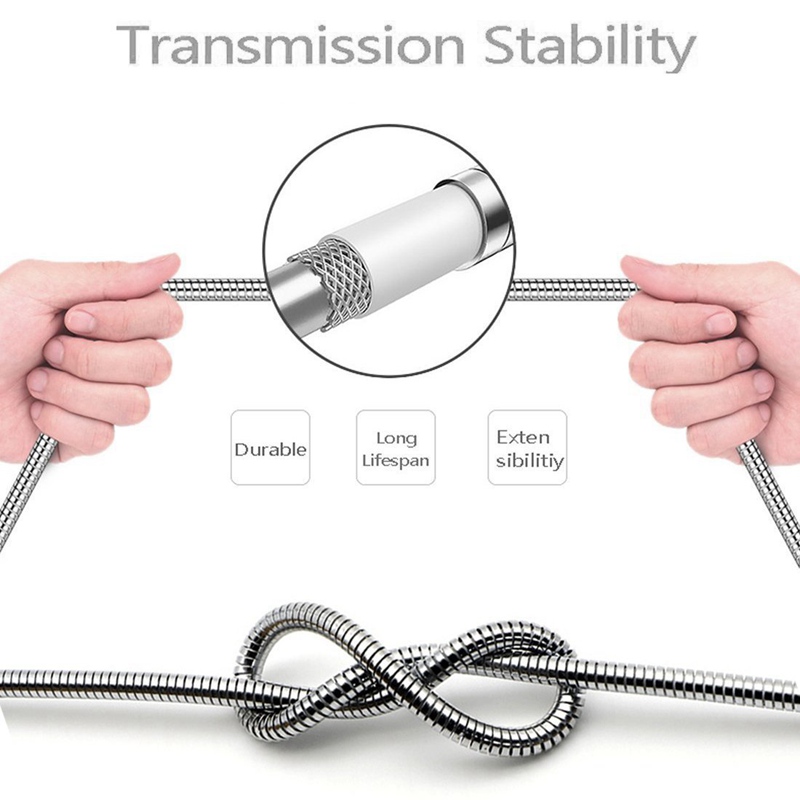3.3Ft (1m) Type-C,USB Micro,USB Lightning Fast Charge Cord &amp; Data Sync Metal Spring Shield Cord