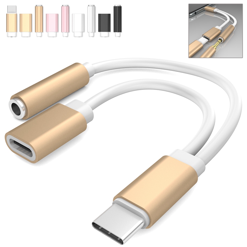2 in 1 USB Type C to 3.5mm Audio Jack Headphone Adapter Converter Audio and Charging