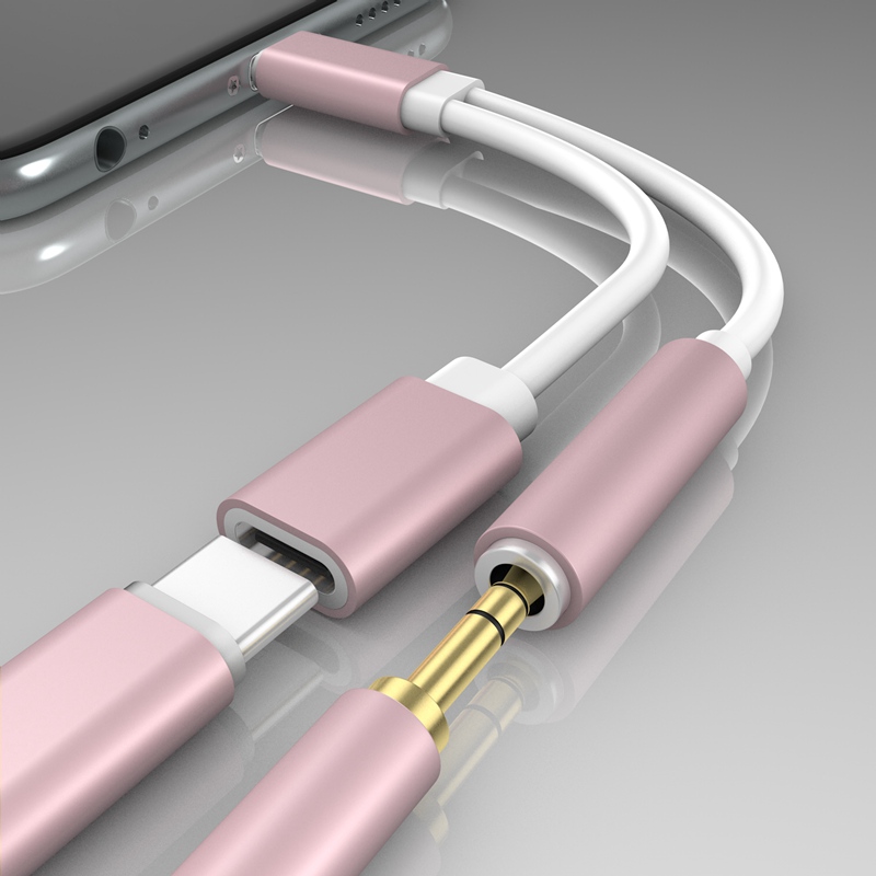 2 in 1 USB Type C to 3.5mm Audio Jack Headphone Adapter Converter Audio and Charging