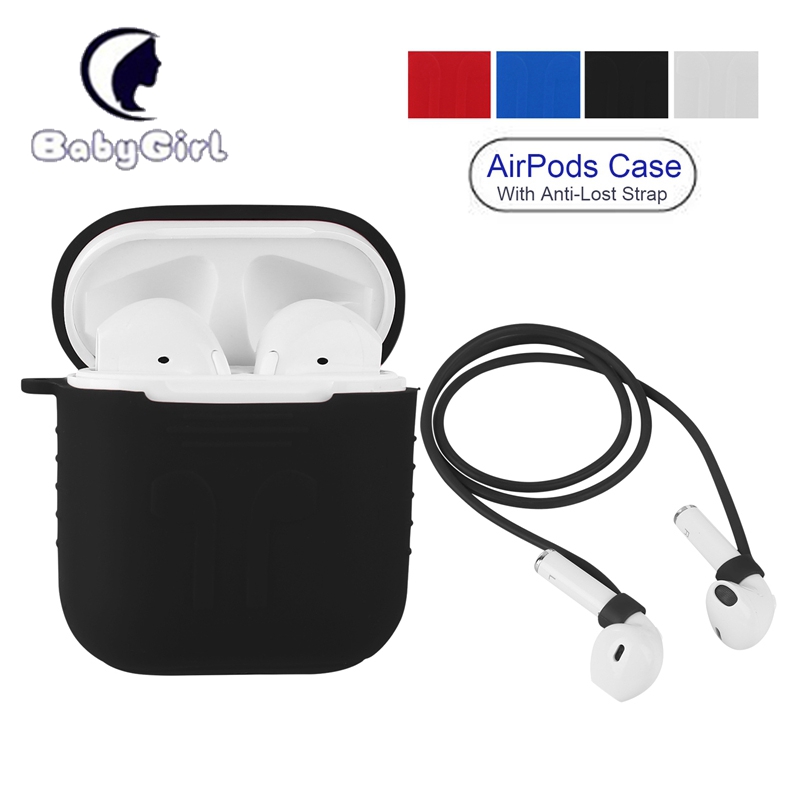 AirPods Case Cover, Silicone Case with Airpods Anti-Lost Strap for Airpods
