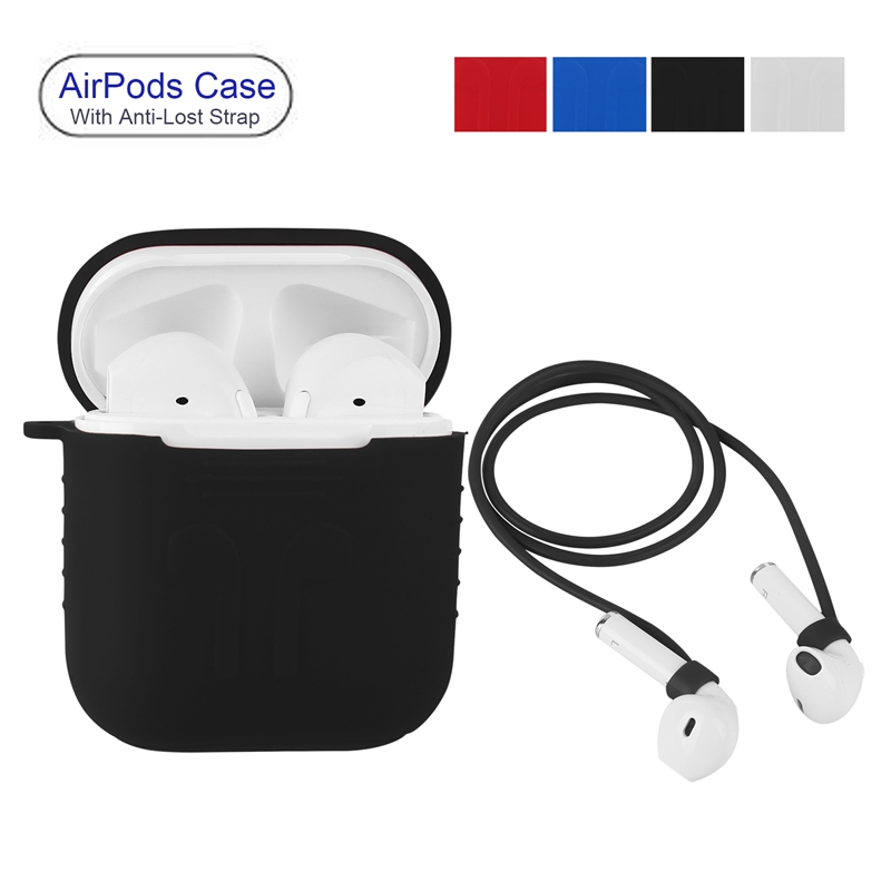 AirPods Case Cover, Silicone Case with Airpods Anti-Lost Strap for Airpods