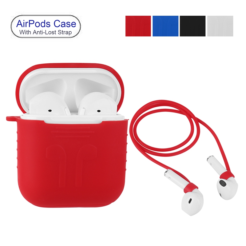 AirPods Case Cover, Silicone Case with Airpods Anti-Lost Strap for Airpods