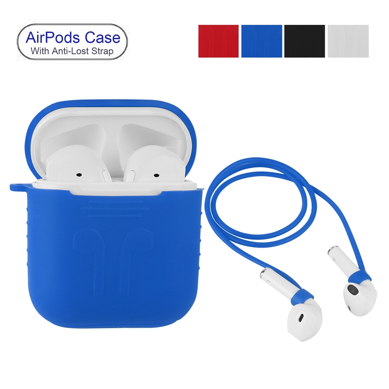AirPods Case Cover, Silicone Case with Airpods Anti-Lost Strap for Airpods