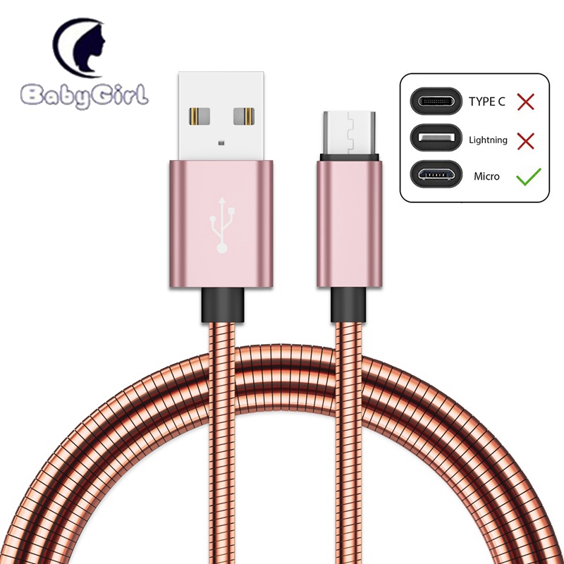 Micro USB Cable, Metal Spring Durable Cord Universal Heavy Duty Rugged Micro USB Data Cord