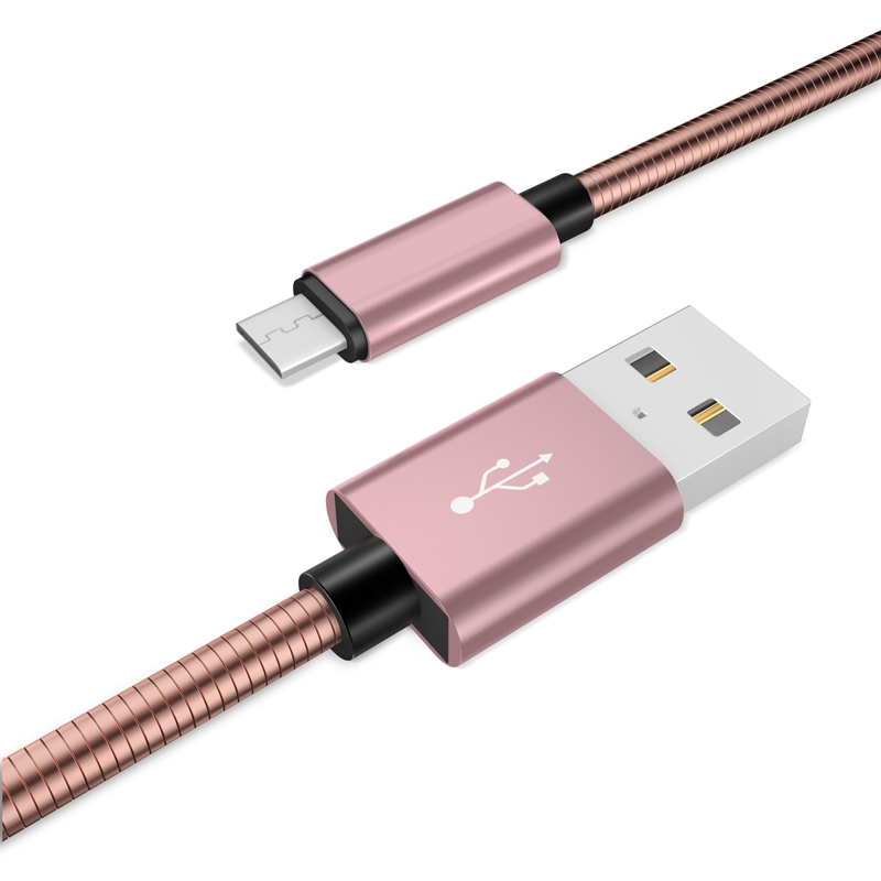 Micro USB Cable, Metal Spring Durable Cord Universal Heavy Duty Rugged Micro USB Data Cord