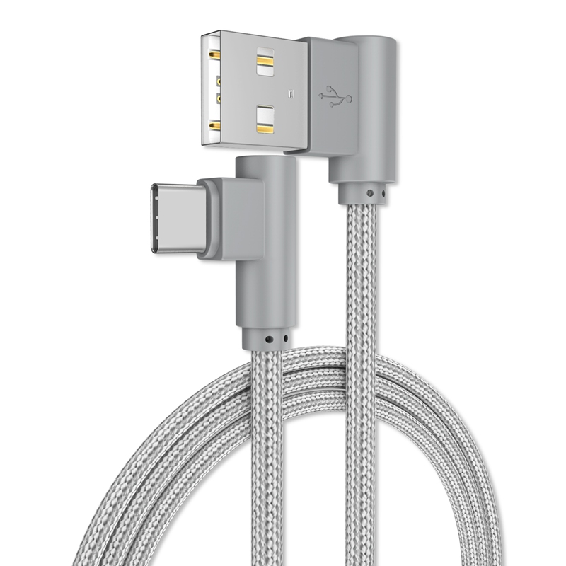 Right Angle Type C (USB C) Cable,90 Degree Braided Fast Charge Cord &amp; Data Sync