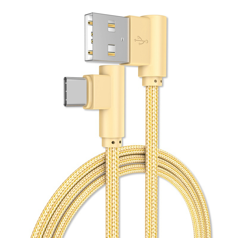 Right Angle Type C (USB C) Cable,90 Degree Braided Fast Charge Cord &amp; Data Sync