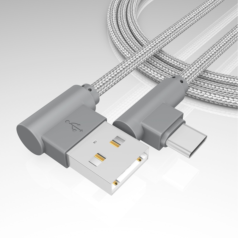 Right Angle Type C (USB C) Cable,90 Degree Braided Fast Charge Cord &amp; Data Sync
