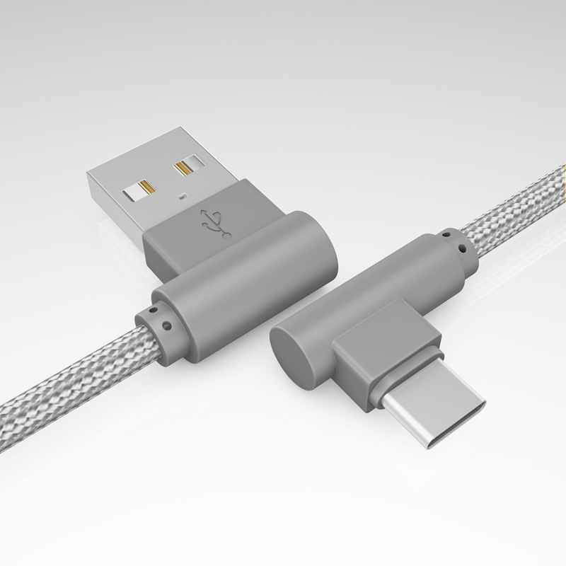 Right Angle Type C (USB C) Cable,90 Degree Braided Fast Charge Cord &amp; Data Sync
