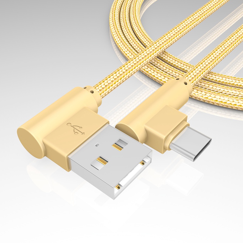 Right Angle Type C (USB C) Cable,90 Degree Braided Fast Charge Cord &amp; Data Sync