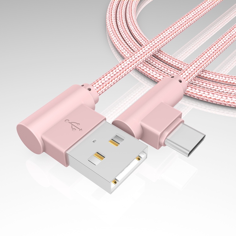 Right Angle Type C (USB C) Cable,90 Degree Braided Fast Charge Cord &amp; Data Sync