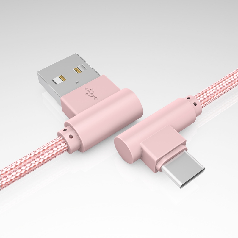 Right Angle Type C (USB C) Cable,90 Degree Braided Fast Charge Cord &amp; Data Sync