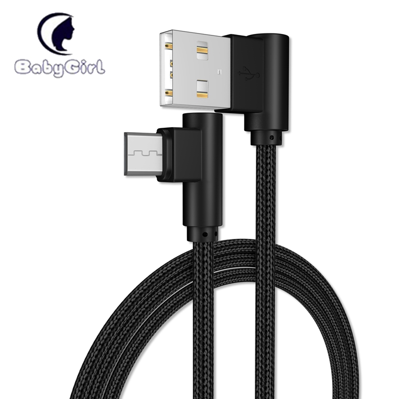 Right Angle Micro USB Cable,90 Degree Braided Fast Charge Cord &amp; Data Sync