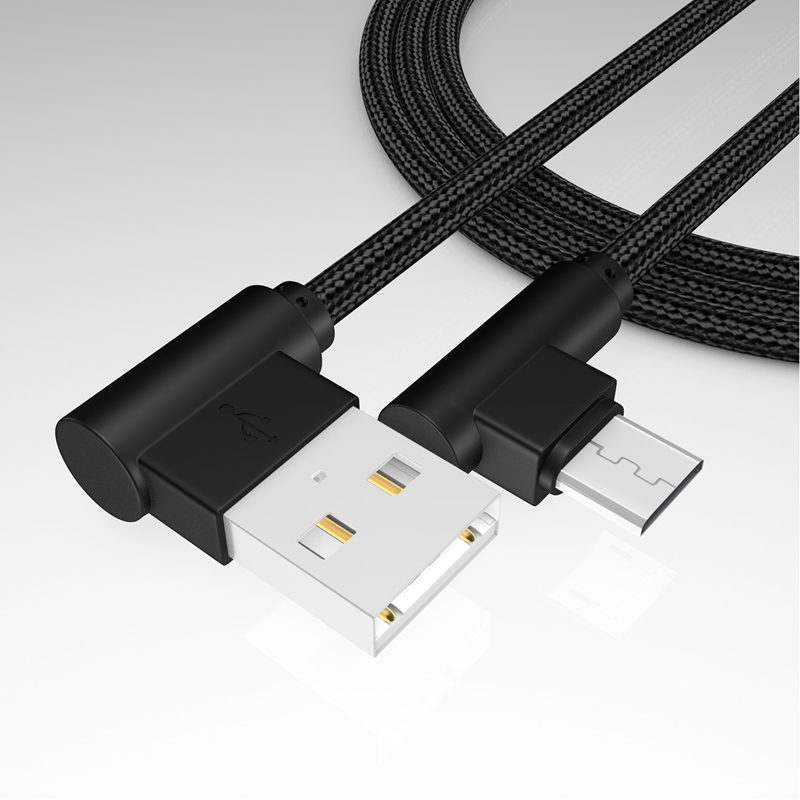 Right Angle Micro USB Cable,90 Degree Braided Fast Charge Cord &amp; Data Sync