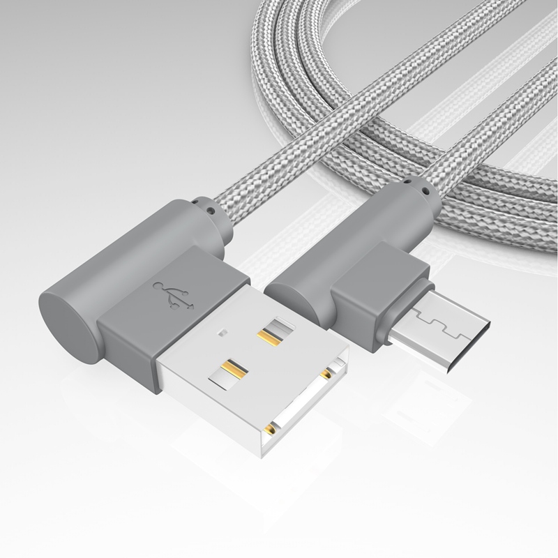 Right Angle Micro USB Cable,90 Degree Braided Fast Charge Cord &amp; Data Sync