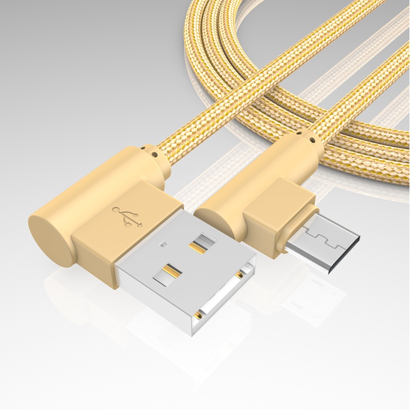 Right Angle Micro USB Cable,90 Degree Braided Fast Charge Cord &amp; Data Sync