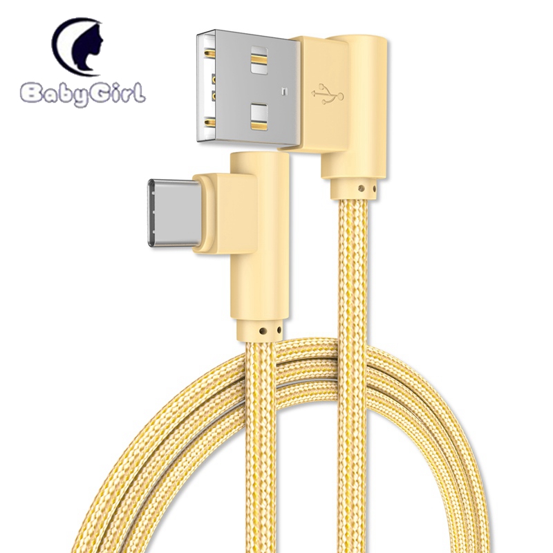 Right Angle Type C (USB C) Cable,90 Degree Braided Fast Charge Cord &amp; Data Sync