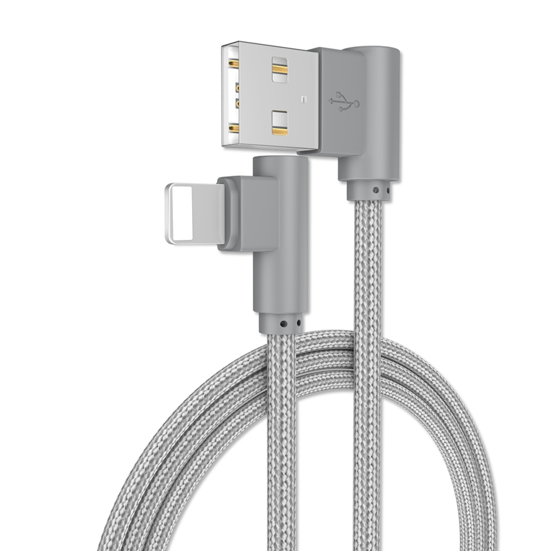 Right Angle Lightning to USB Charger Cable,90 Degree Braided Fast Charge Cord &amp; Data Sync