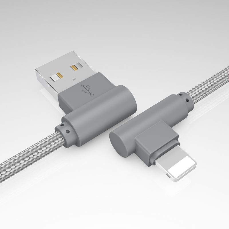 Right Angle Lightning to USB Charger Cable,90 Degree Braided Fast Charge Cord &amp; Data Sync
