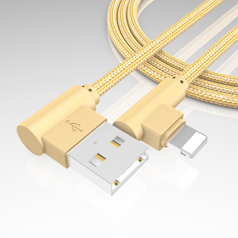Right Angle Lightning to USB Charger Cable,90 Degree Braided Fast Charge Cord &amp; Data Sync
