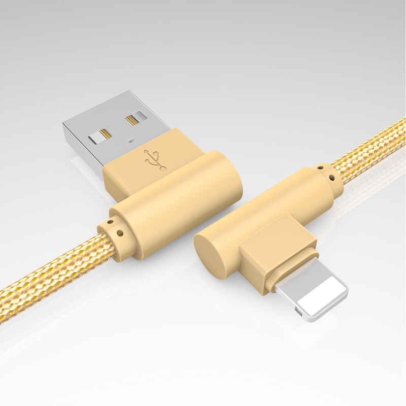 Right Angle Lightning to USB Charger Cable,90 Degree Braided Fast Charge Cord &amp; Data Sync