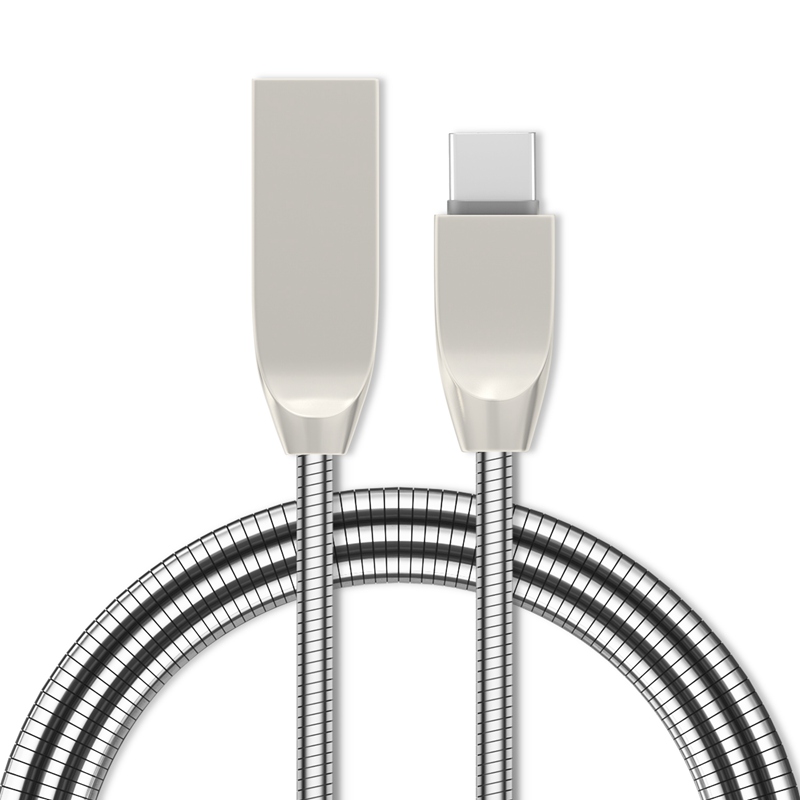 USB A Male to USB C Cable, USB Type-C Spring Shield Cord, [Zinc alloy Connector] Quick Charge Cable