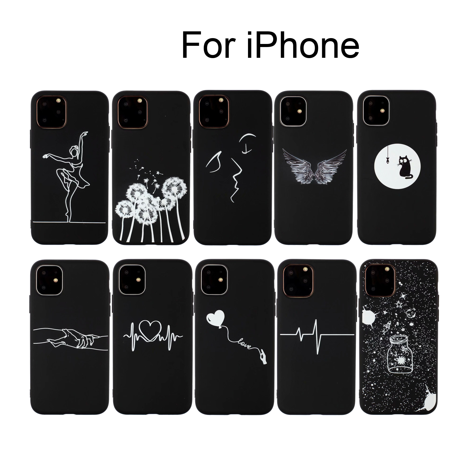 (2 Pcs) Soft TPU Case for iPhone 5 5s se iphone 6 7 8 (Plus) iPhone x xs xr max iPhone 11 Pro Max