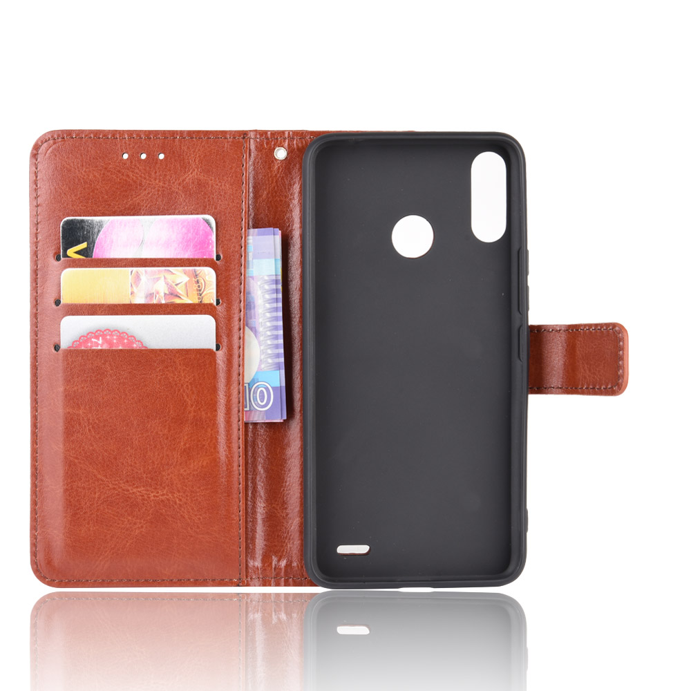Infinix Hot 7/X624B Case, PU Leather Wallet Case Cover [Stand Feature] with Wrist Strap